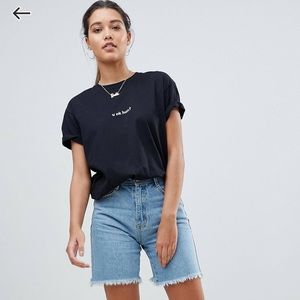 Missguided Longline Denim Distressed Shorts